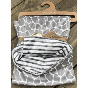 Lila & Jack Baby Blanket Cheetah Stripes Reversible White Gray Unisex New